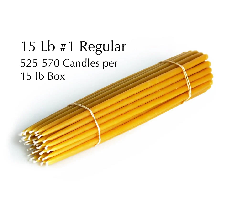 15 Lb (525-570 candles)- 11" Beeswax Candles - 3/8" Base (#1's)