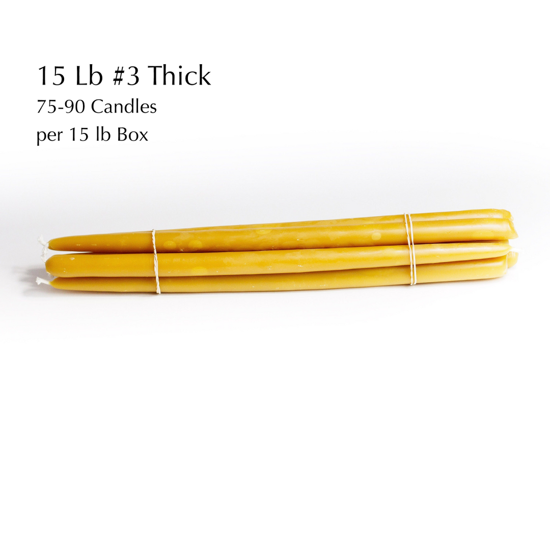 15 Lb - (75-90 candles) 14" Beeswax candles - 3/4" (#3's Thick)