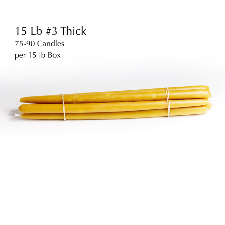 15 lb - (75-90 candles) - 14" Beeswax Candles - 3/4" Base (#3 Thick)