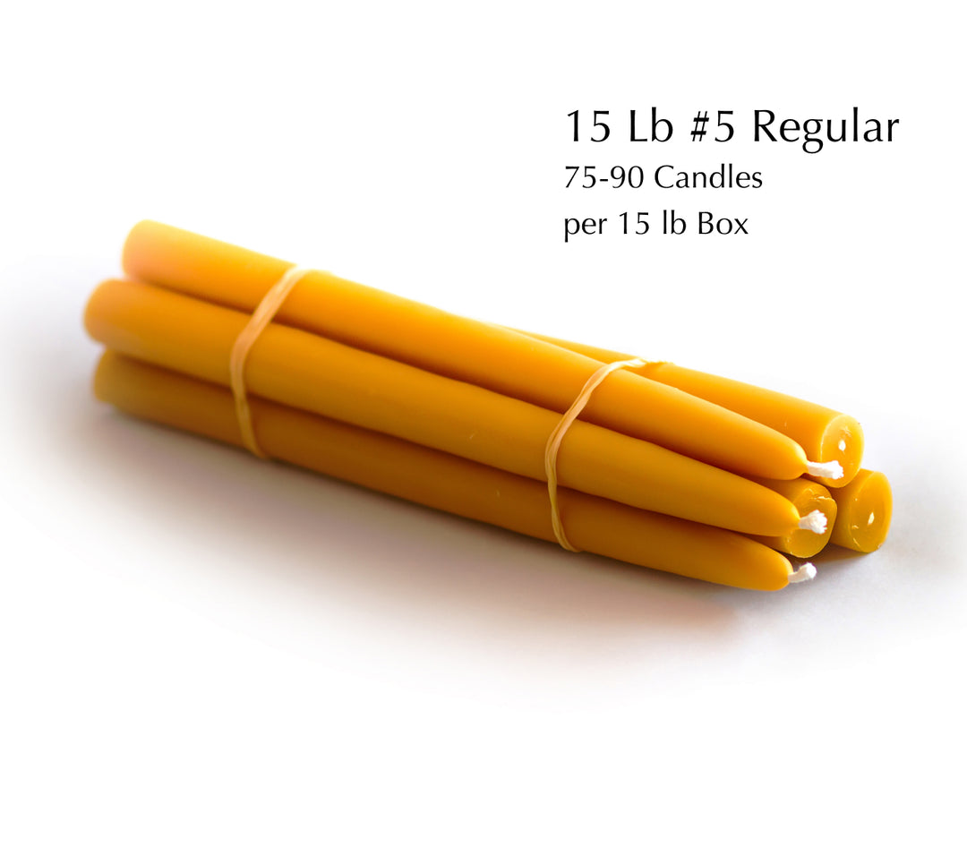 15 Lb -  (75-90 candles) 11" Beeswax Dinner Candles - 7/8" Base