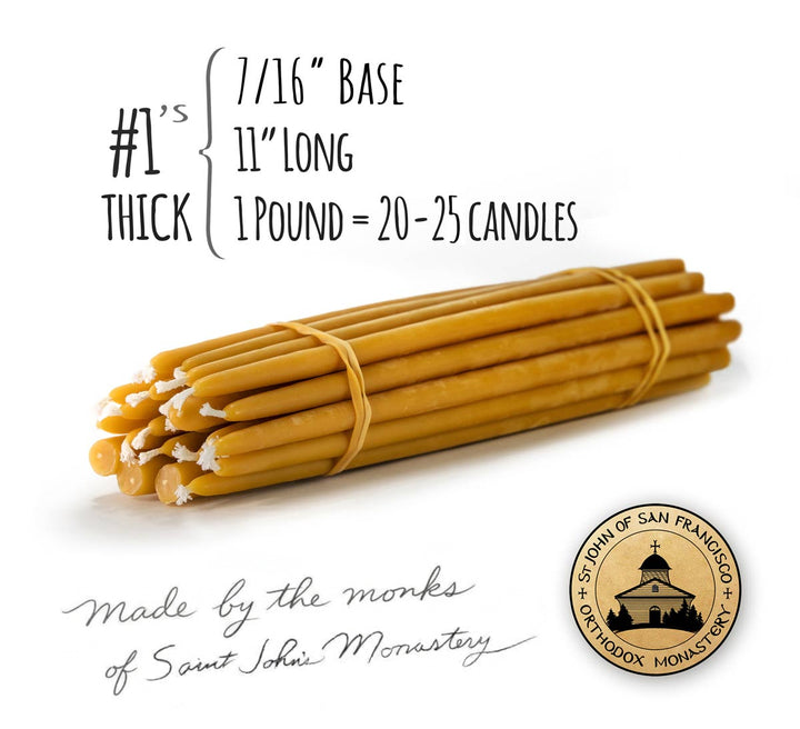 11" Beeswax Candles - 7/16" Base (#1 Thick)