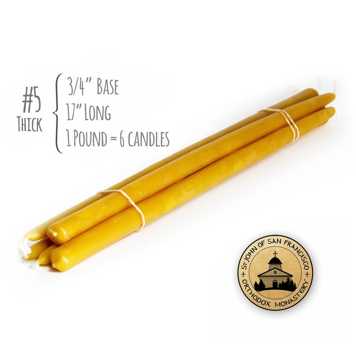 17" Beeswax Candles - 3/4" Base (#5 Thick)