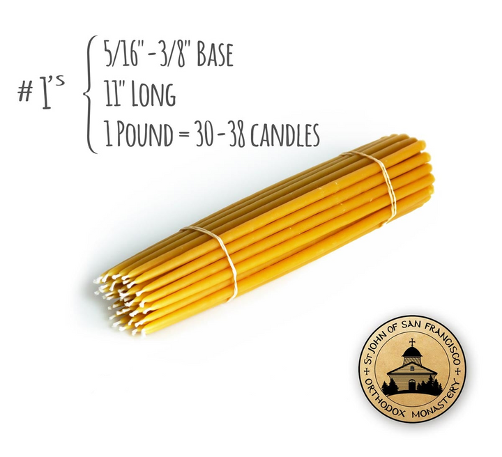 11" Beeswax Candles - 3/8" Base (#1)