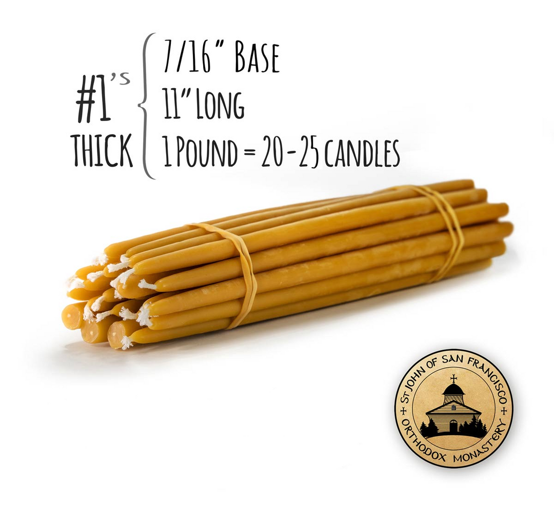 11" Beeswax Candles - 7/16" Base (#1 Thick)