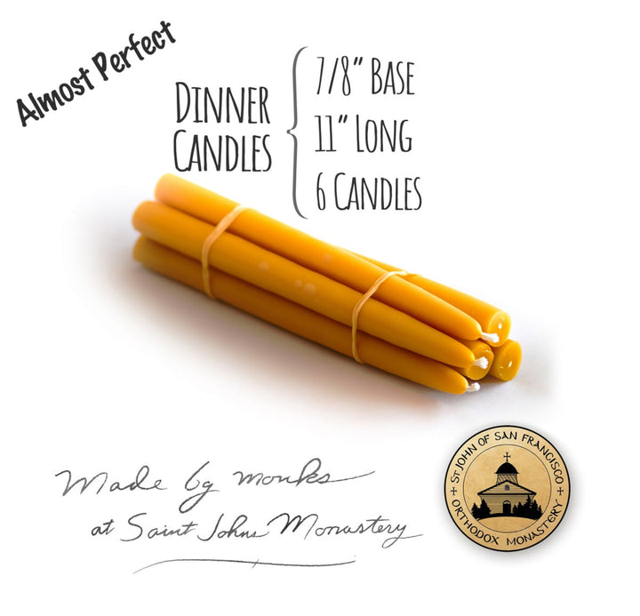 ALMOST perfect 11" Dinner Candles - 100% Pure Beeswax
