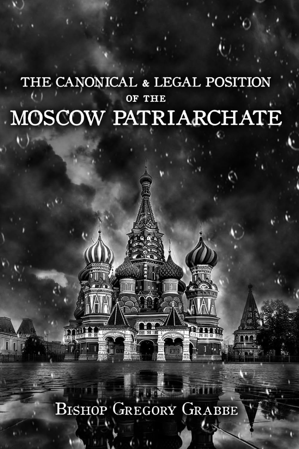 Black and white image of a cathedral with text about the Moscow Patriarchate on a dark background