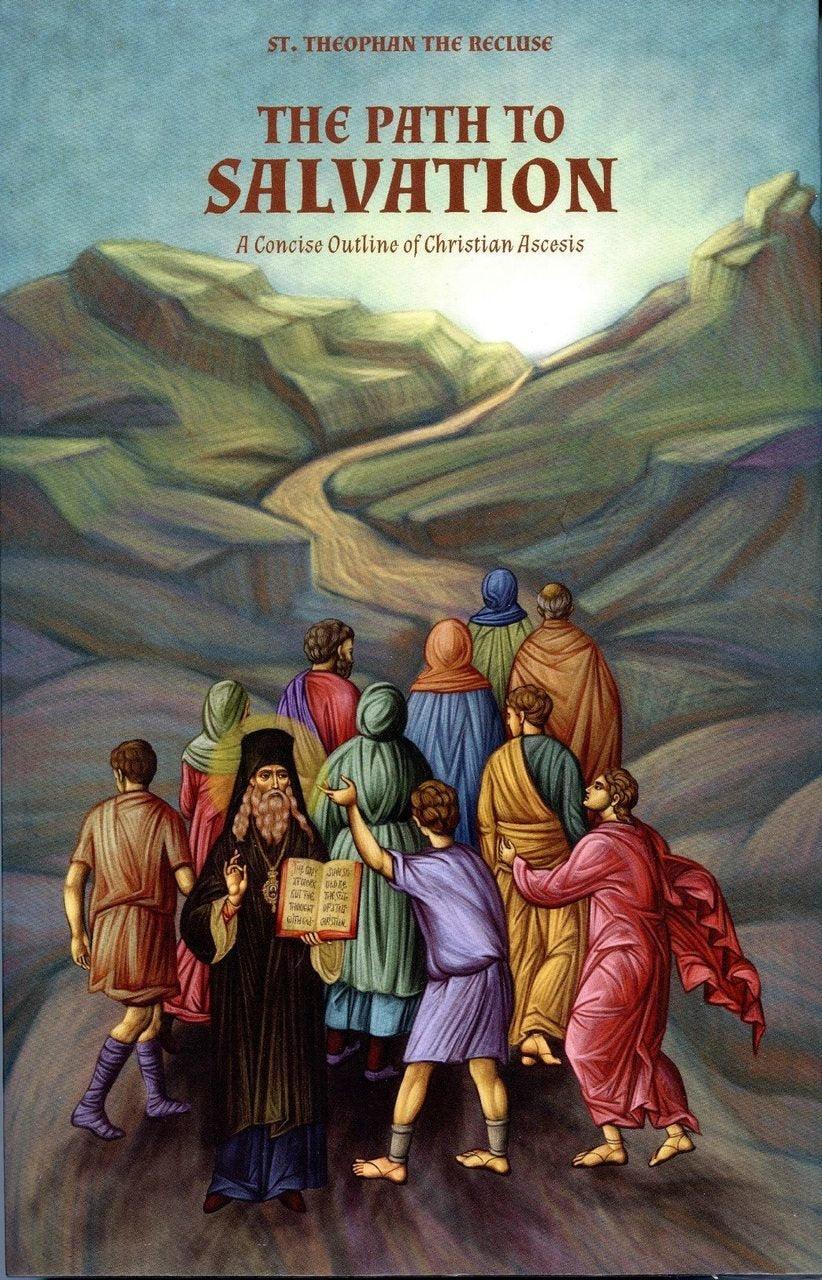 Book cover of 'The Path to Salvation' with a mountainous landscape and figures walking.