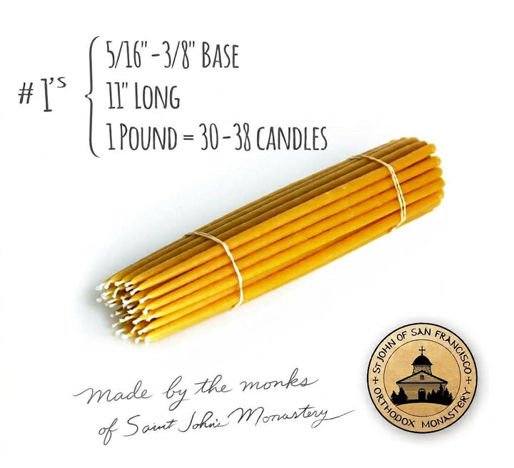 11" Beeswax Candles - 3/8" Base (#1)