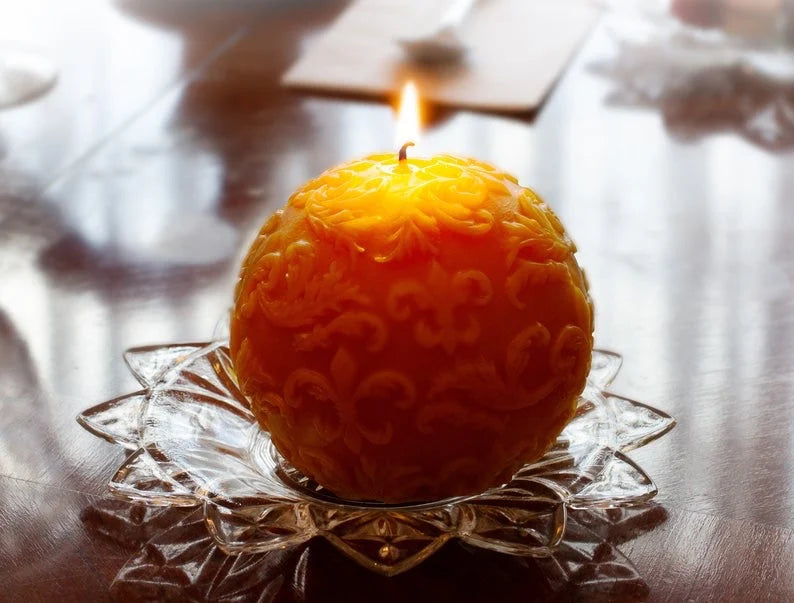 St. John’s Monastery Shop Fleur De Lis Ball Candle - Thumbnail 2