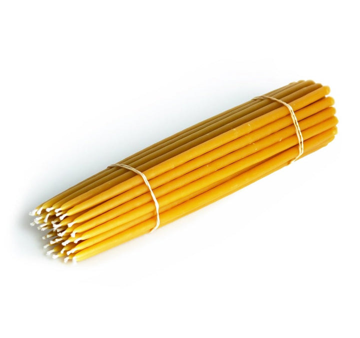 A bundle of 11" long 100% pure beeswax tapers