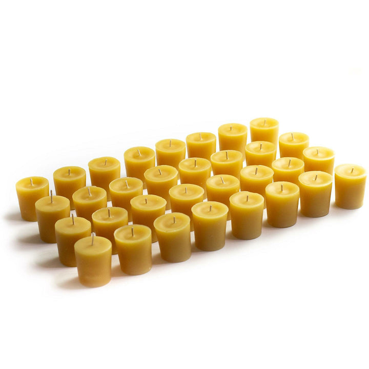 32 Votive Candles w/ a Free Glass - 100% Pure Beeswax